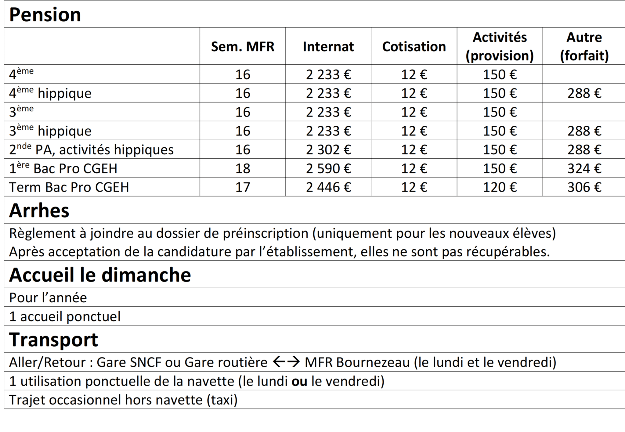 tarifs 25-26